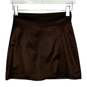 Wilfred S Womens Chocolate Brown Satin A Line Mini Skirt Classic Fall Autumn